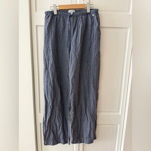 Pacific Republic Cotton Lounge Pants M Blue Plaid Drawstring